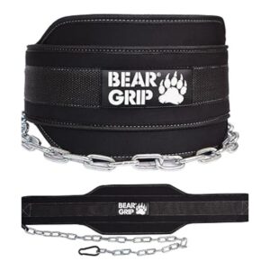 ceinture de lest noire et blanche avec chaine - bear grip